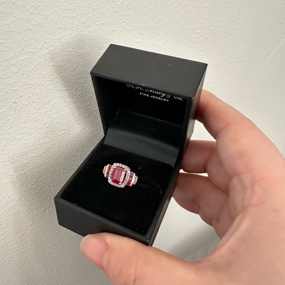 R.H.Macy’s Ruby (1 ct. t.w.) Diamond (1/5 ct. t.w.) Ring 14k Rose Gold Sz 4.75 - Picture 1 of 8